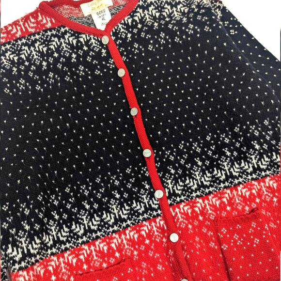 Vtg Tally-Ho Cardigan Sweater Sz XL Red Black Nordic Folk Christmas Holiday - Picture 2 of 6